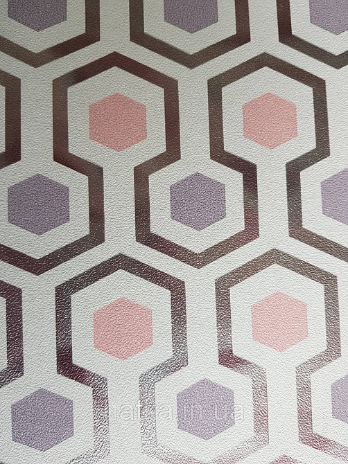 Обои флизелиновые  Decoprint Good Vibes 0.53х10 молодежные детские геометрия полосы фигуры розовые сиреневые Киев - изображение 2