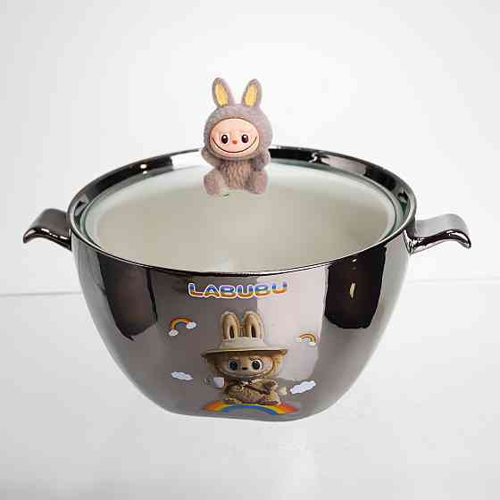 Yiwu Бульйонниця порцелянова Labubu з кришкою та ручками 800 (мл) Ø15 (см) дитяча тарілка для с Коломия