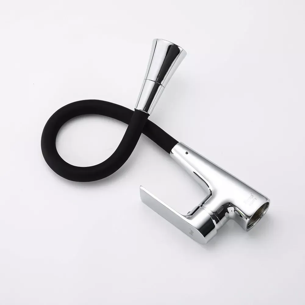 Змішувач для кухні Frap F4471 з гнучким виливом чорний Київ - фото 3