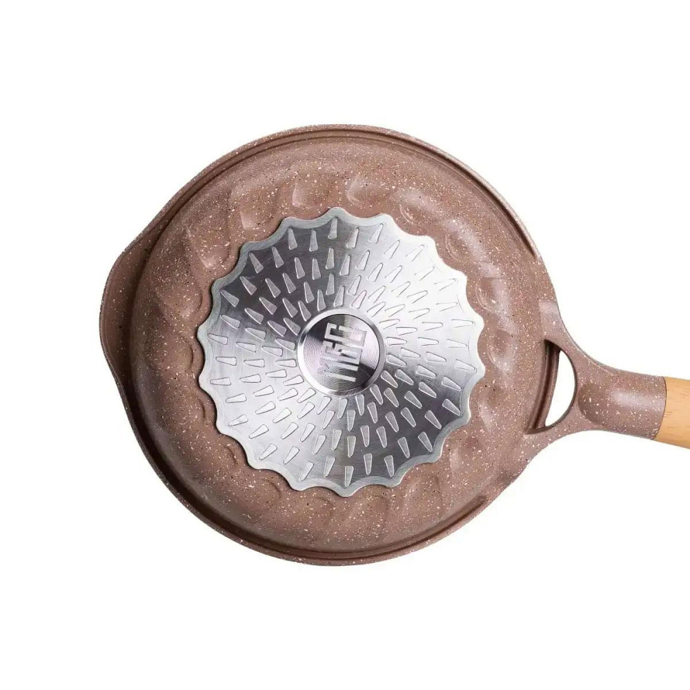 Алюминиевая сковорода объемом 1 литр с мраморным антипригарным покрытием Ø 20 см, толстое дно MGC кофейный HP-4-416CO Киев - изображение 5