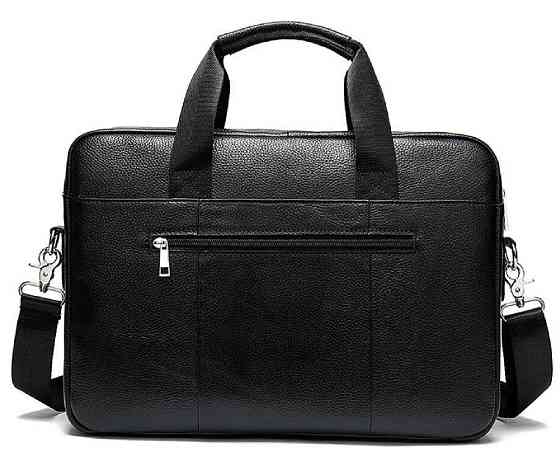 Деловая мужская сумка из зернистой кожи Vintage 14886 Черная Киев