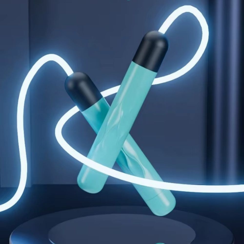 Скакалка светодиодная 2.8 м светящаяся для детей и взрослых с LED-подсветкой для занятий спортом голубая Каменец-Подольский - изображение 9
