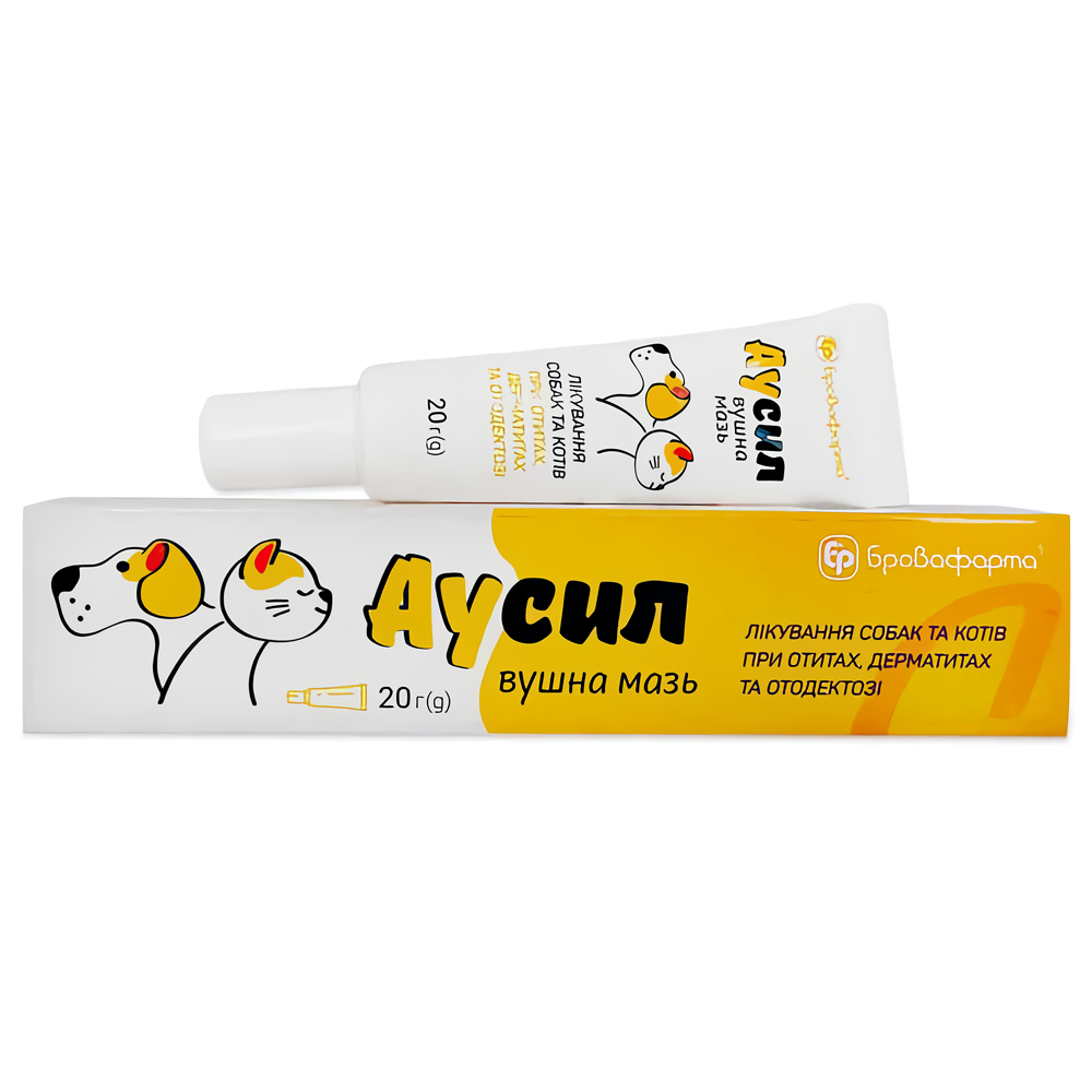 Аусил 20 г туба (лечение собак, котов при отитах и дерматитах), Бровафарма Винница - изображение 1