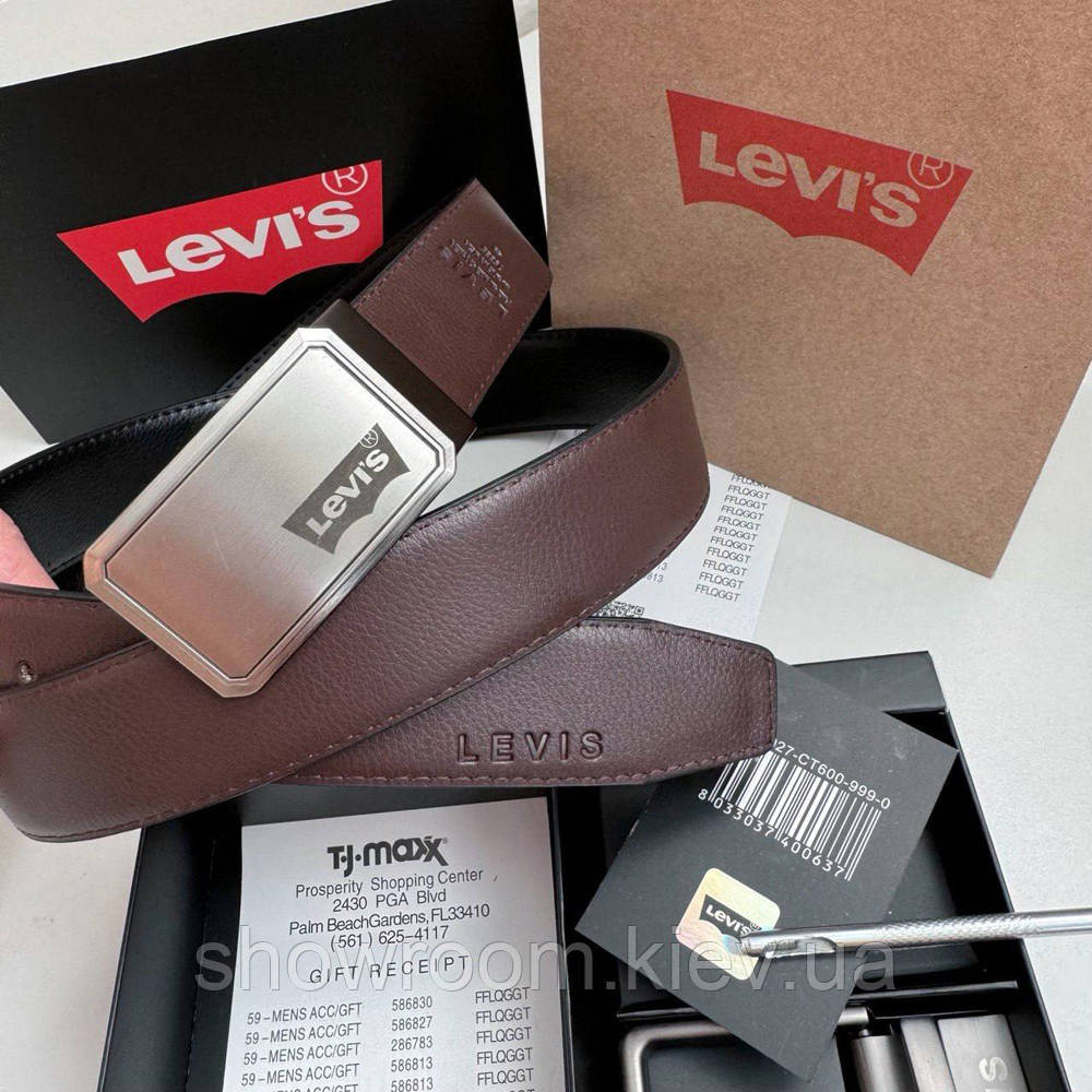 Двосторонній ремінь із двома пряжками в подарунковій упаковці Levis (516) Київ - фото 8