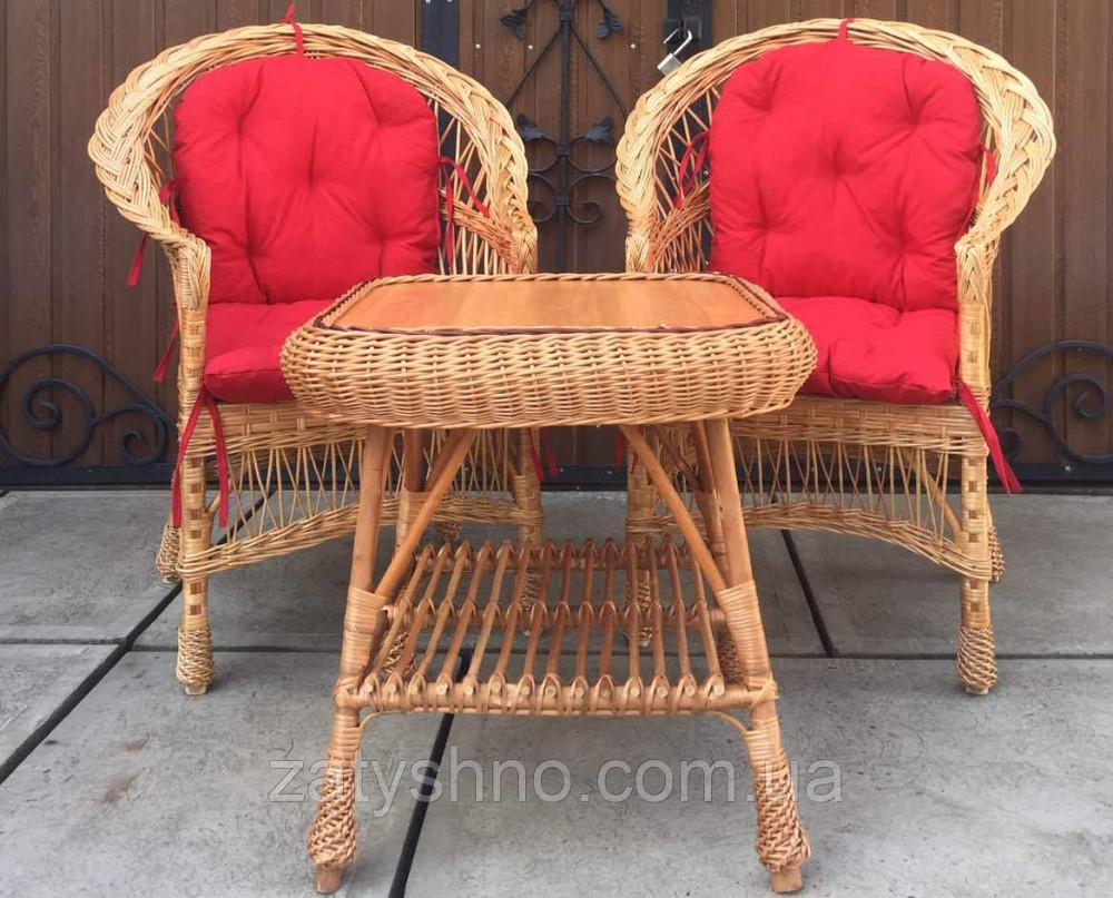 Мебель плетеная с накидками | набор плетеной мебели с подушками | 2 кресла и стол плетеный Киев - изображение 3
