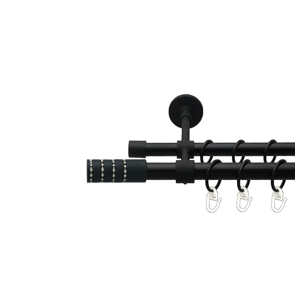 Карниз Orvit Барамелла металевий дворядний закритий гладка труба кільце металеве Чорний Оксамит 19\16 мм 240 см (00-00027019) Львів - фото 1