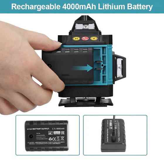 Уровень лазерный линейный нивелир аккумуляторный Laser 4D, 16 линий, рабочее растояние 30м, в чемодане XZ-85 Львов