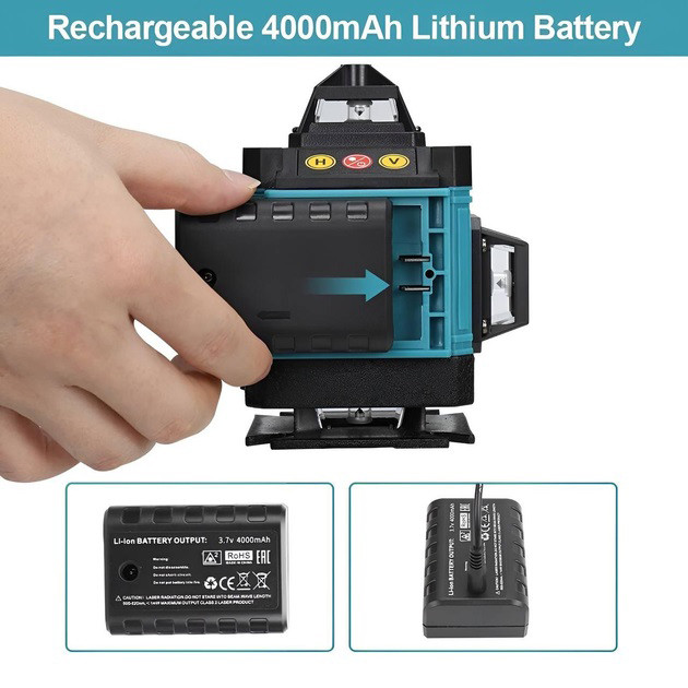 Уровень лазерный линейный нивелир аккумуляторный Laser 4D, 16 линий, рабочее растояние 30м, в чемодане XZ-85 Львов - изображение 4