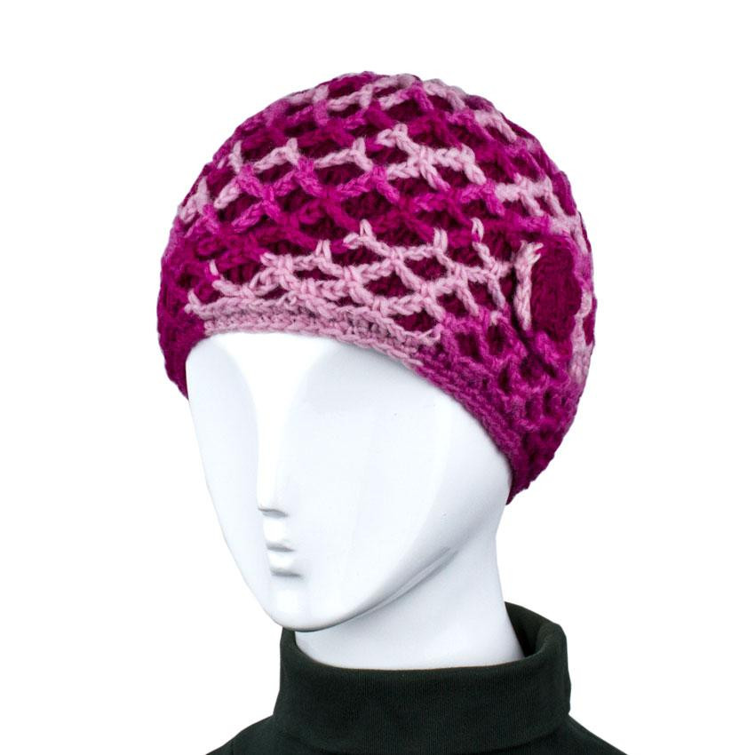 Шапка жіноча рожева вовняна Київ - фото 1