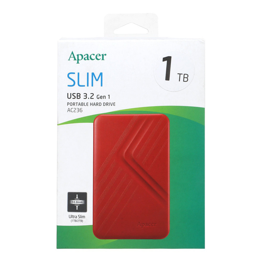 Зовнішній жорсткий диск PHD External 2.5'' Apacer USB 3.2 Gen. 1 AC236 1Tb Red (color box) Київ - фото 2