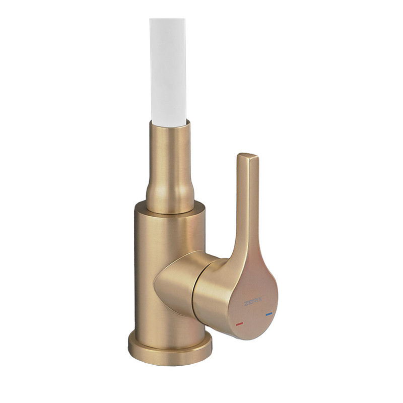 Змішувач для кухні Zerix Rex-011 Brushed Gold Refl.White з нержавіючої сталі (Колір матове золото+силіконовий вилив білий) ( 21688 Харьков - изображение 3