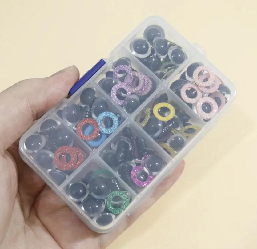 3d Очі для іграшок 10 мм кольорові гвинтові з фіксатором 80 шт гліттерні Київ - фото 3