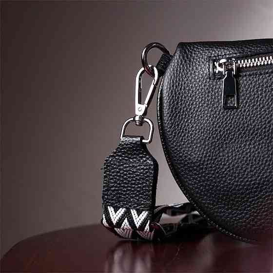 Шкіряна сумка для жінок у класичному кольорі через плече з міні гаманцем Чорна (Vintage) Київ