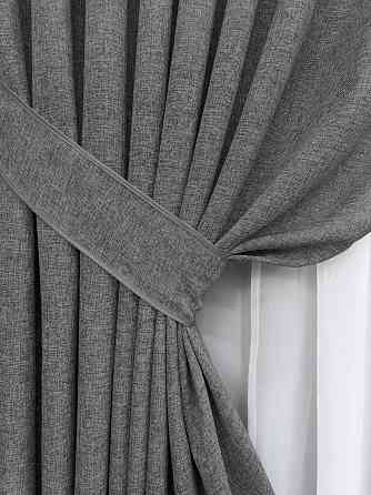 Комплект готовых штор VR-Textil Лен Мешковина № 108ш Серый 120х270см 2 шт (39-0035) Киев