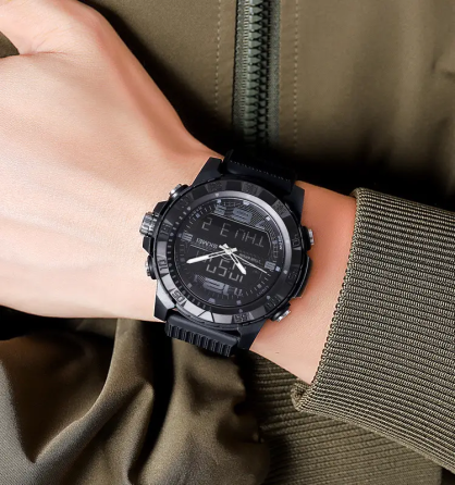 Годинник чоловічий наручний спортивний Skmei 2162 з подвійним дисплеєм і підсвічуванням (Чорний) Київ