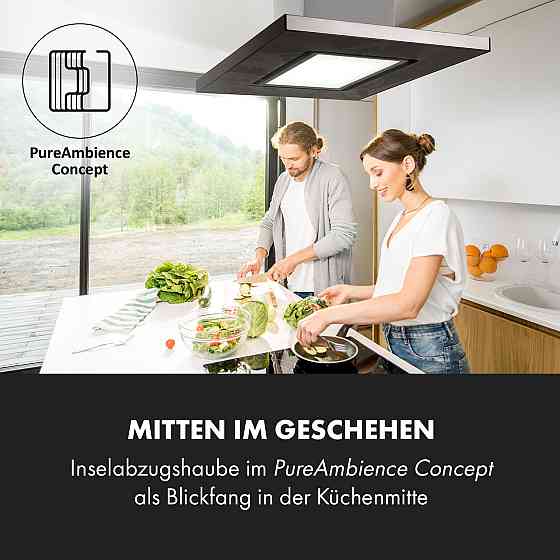 Островная вытяжка Valeria Brilliant Edition 90см 643м³/ч touch EEC B LED стекло нержавеющая сталь черный Ровно