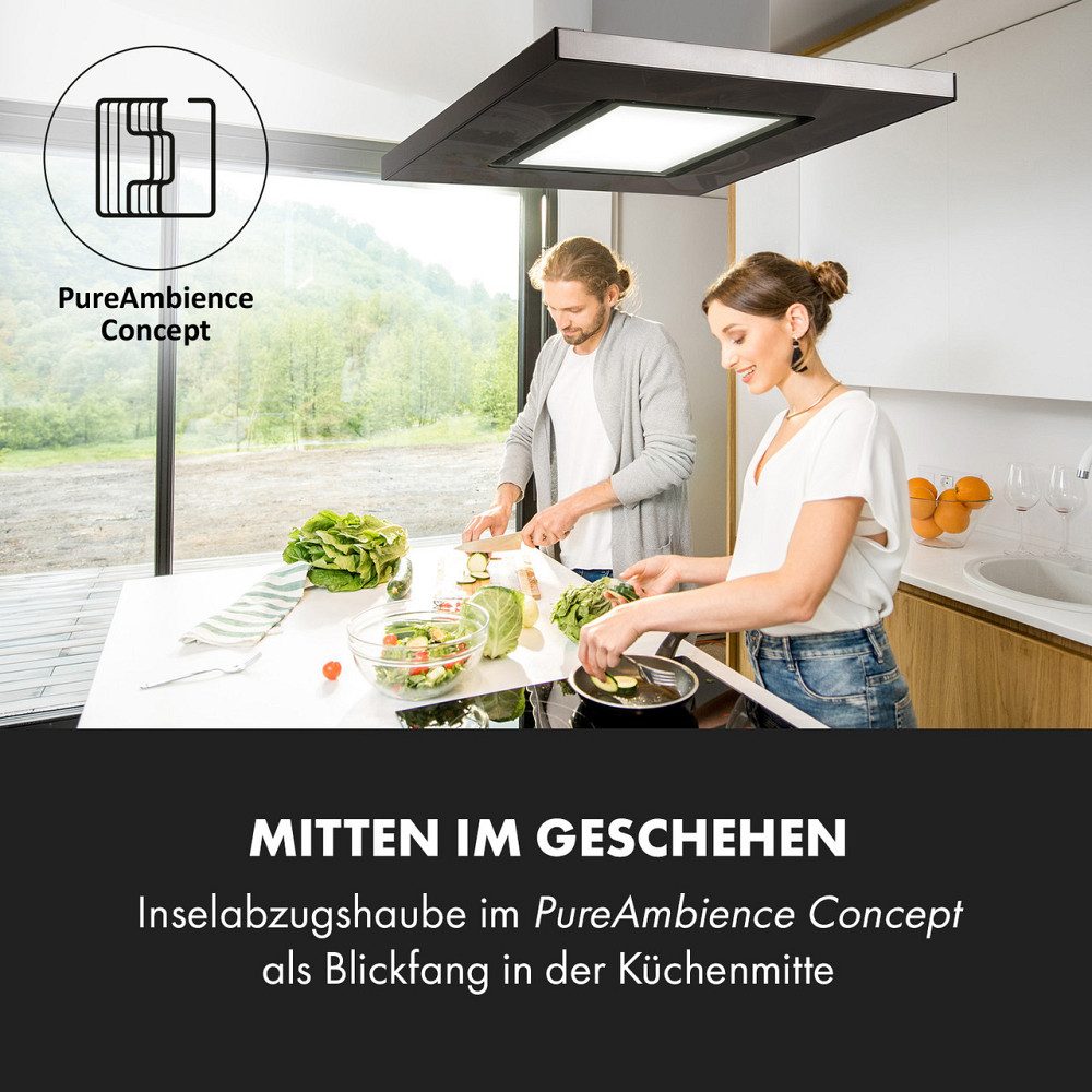 Островная вытяжка Valeria Brilliant Edition 90см 643м³/ч touch EEC B LED стекло нержавеющая сталь черный Ровно - изображение 2