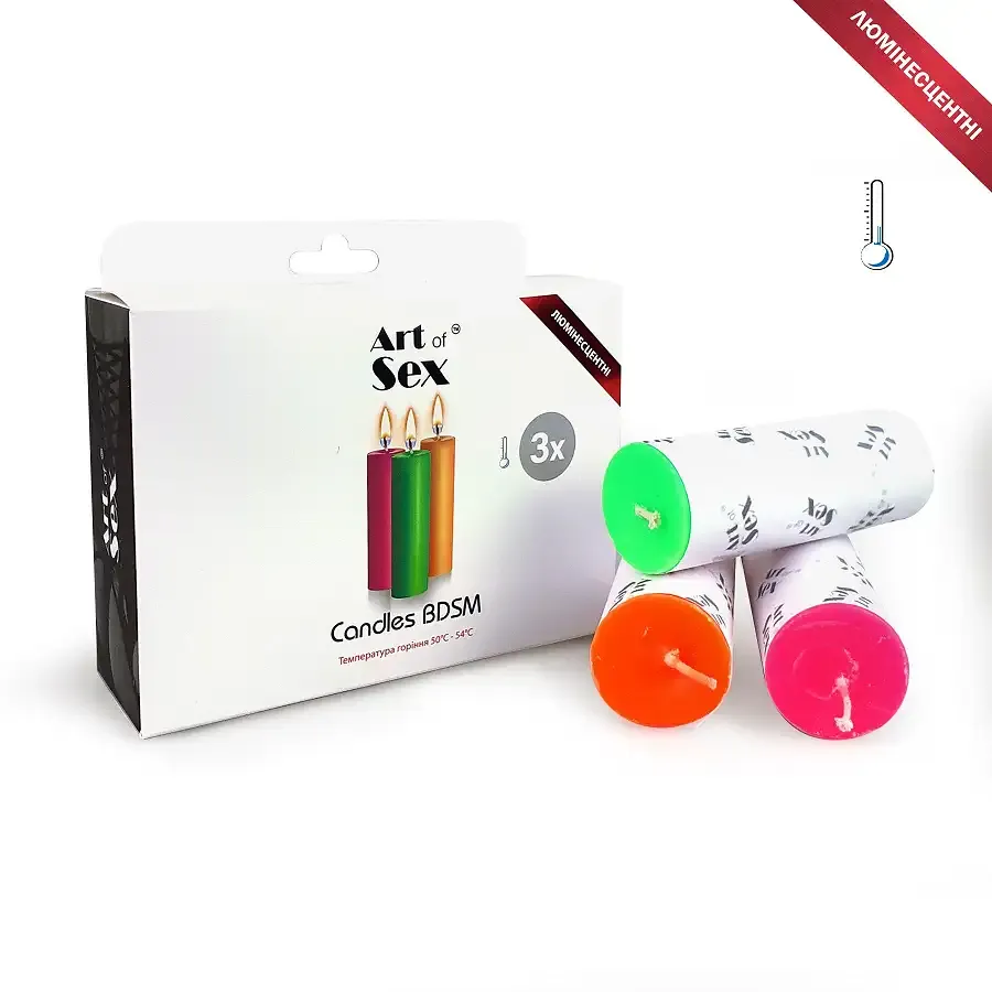 Набір воскових свічок Art of Sex size S 10 см (3 шт), низькотемпературні, люмінісцентні Львів - фото 2