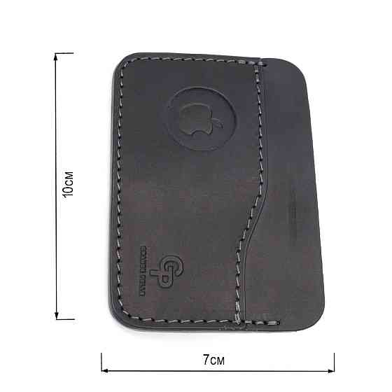 Горизонтальний картхолдер з утримувачем для Apple AirTag з натуральної шкіри GRANDE PELLE 11611 Чорний Київ