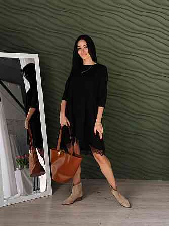 Сукня трапеція з мереживом "Emma"| Батал Чорний, 50-52 Київ