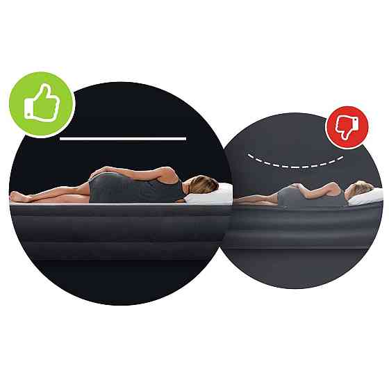 Матрац надувний Intex 64759 - 68612 з насосом 203 х 152 см, чорно-синій Київ