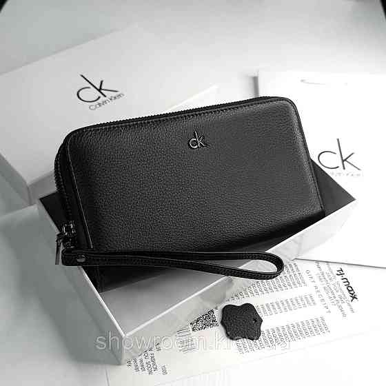 Кожаный брендовый кошелек клатч на два отделения Ck (6614) Киев