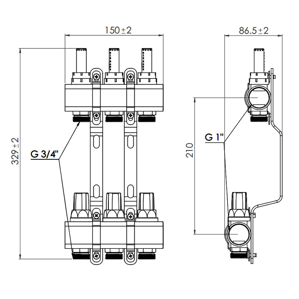 Колектор із витратами Thermo Alliance Forte 1" 3 виходи SF001W3 Київ - фото 2