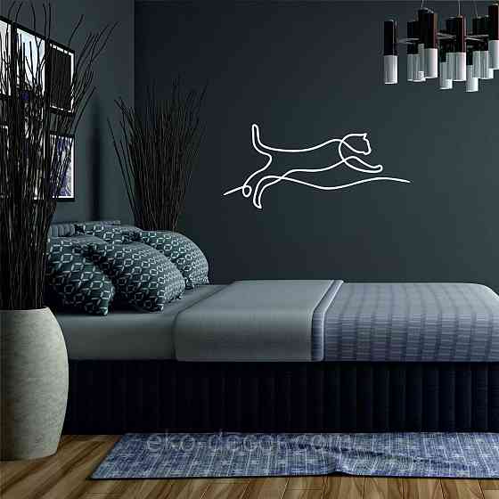 Декоративное настенное 3D Панно «Кот» Декор на стену с объемом 110*50 см, Белый Киев