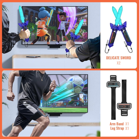 Набір спортивних аксесуарів JDDWIN для Nintendo Switch 2, 12 в 1, теніс, гольф, Chambara, ремінці, ручки Joy-Con Київ