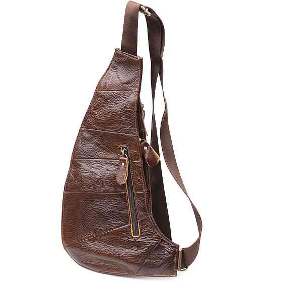 Сумка для мужчин с большим количеством карманов из натуральной кожи Vintage 22956 Коричневый Киев