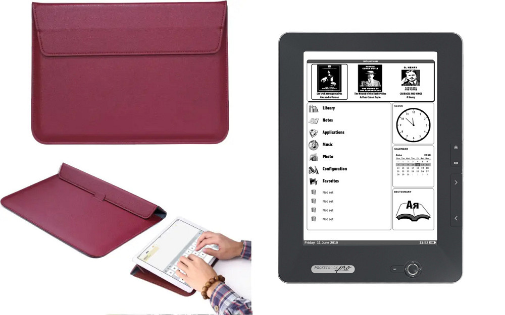 Чехол-конверт VitoCase для PocketBook Pro 912, с функцией подставки для книги Бордовый Киев - изображение 1