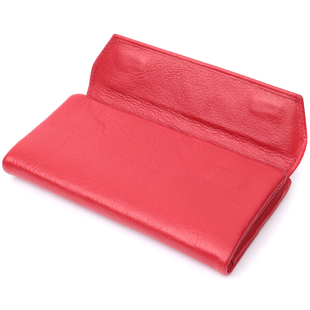 Портмоне для женщин с блоком для карт из натуральной кожи Красный (ST Leather) Киев - изображение 2