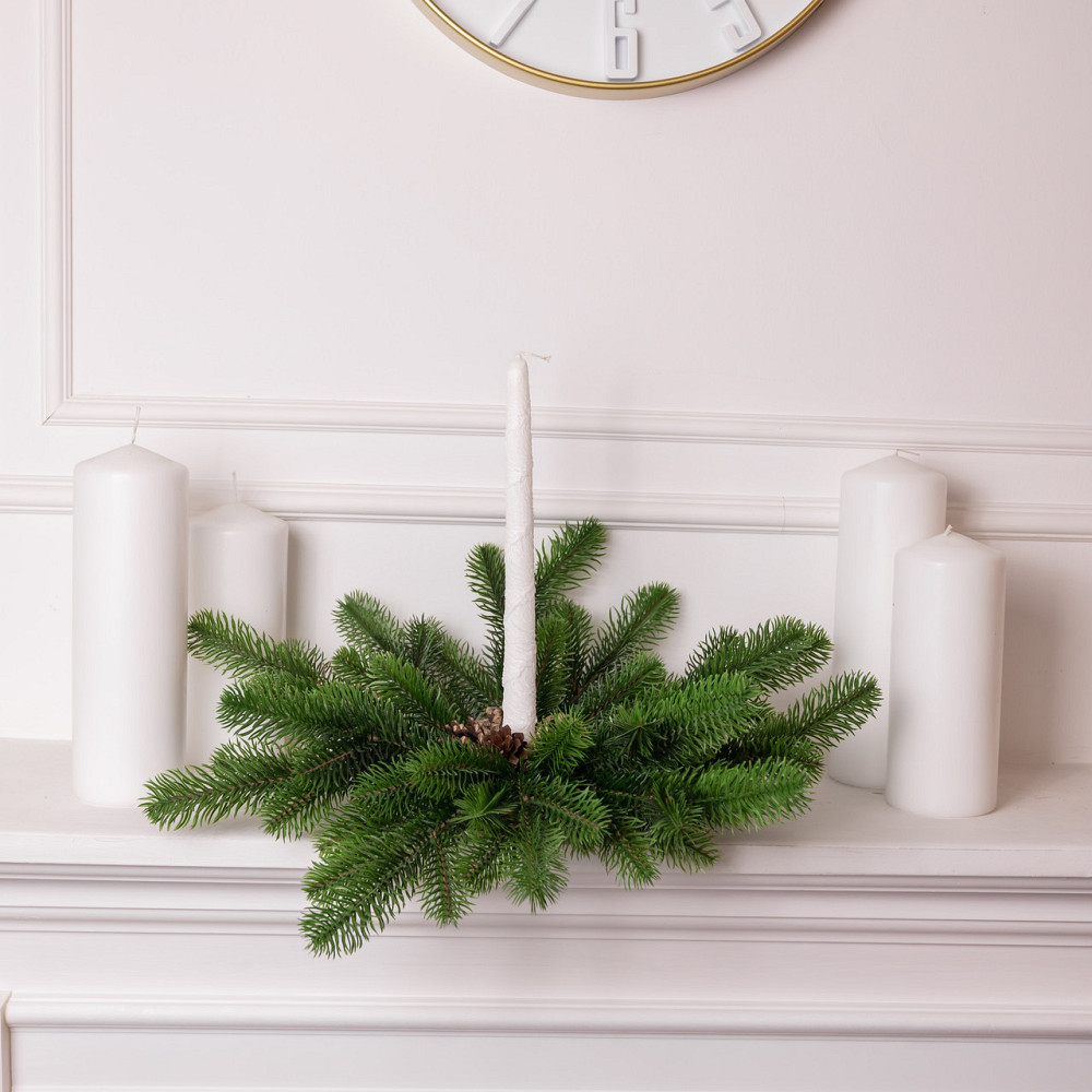 Новогодний венок-подсвечник с декором, зеленый Киев - изображение 1