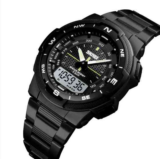 Мужские часы Skmei 1370 Marshal Черные с белым Винница