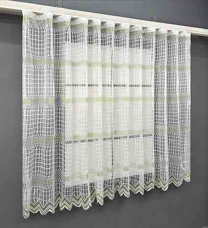 Тюль сетка VR-Textil Juli № 1870т Арка на кухню цвет белый с салатовым 300х150 см (53-0175) Киев