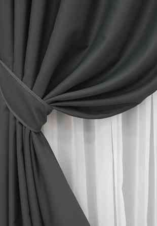 Комплект готовых штор VR-Textil Блэкаут Midnight № 1399ш Графитовый 150х290 см 2 шт (33-0266) Киев