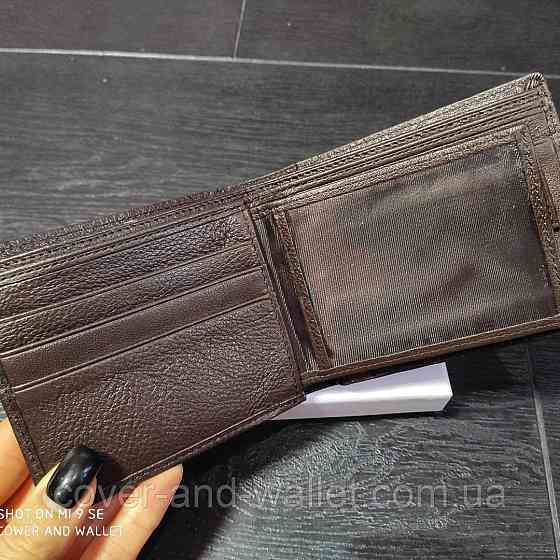 Коричневый кожаный мужской кошелек на кнопке ST Leather Киев