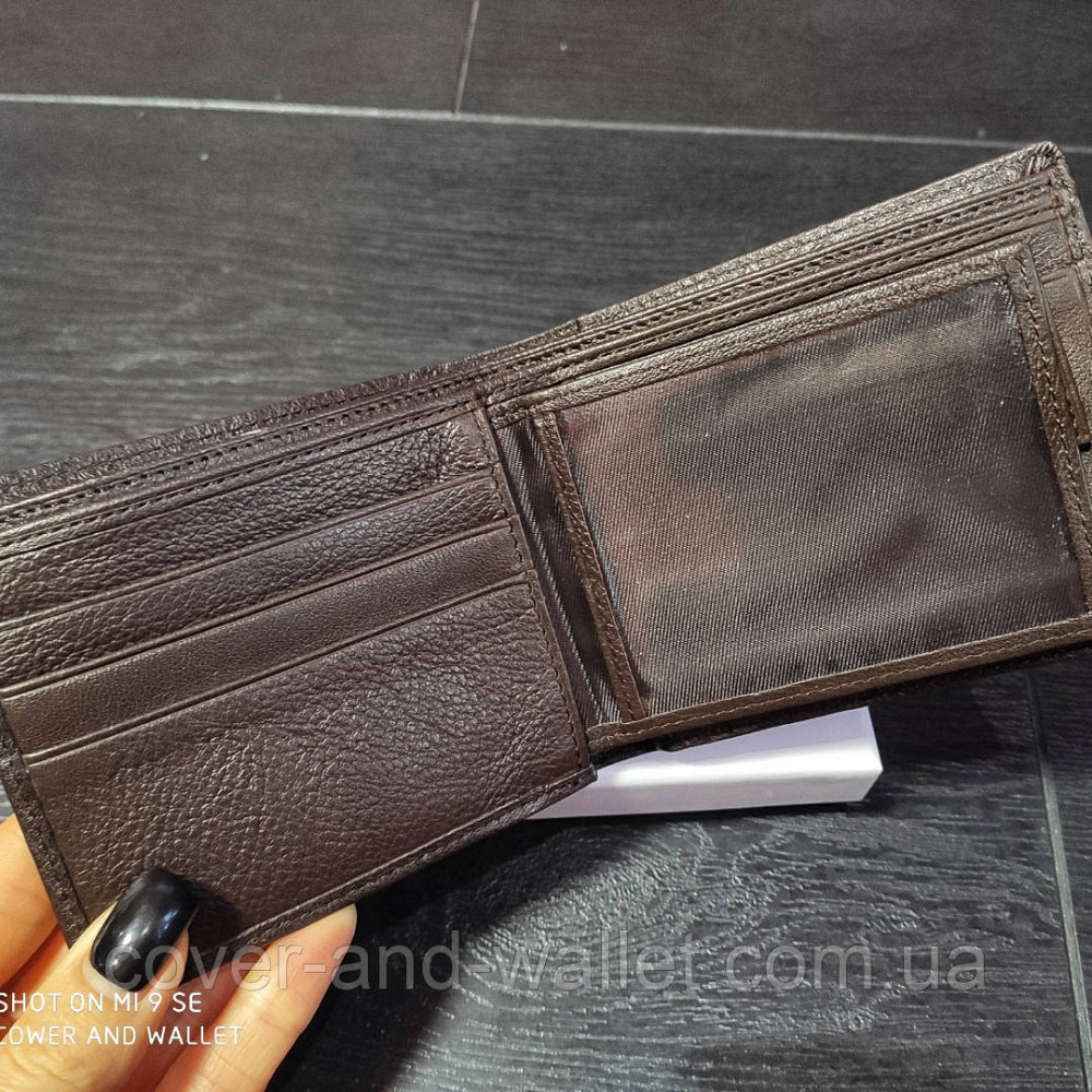 Коричневий шкіряний чоловічий гаманець на кнопці ST Leather Київ - фото 4