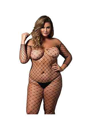 Бодістокінг Leg Avenue Off the shoulder bodystocking Black Queen Size Sex Aura Київ