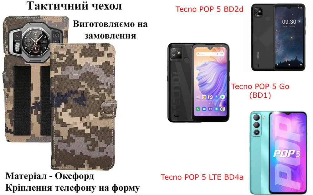 Тактический чехол для Realme 8 4G, Realme 8 5G, realme 8i, крепится к снаряжению на липучке Киев - изображение 1
