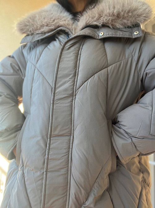 Куртка жіноча Lady Yep 9051 парка подовжена широка оверсайз хутро комір, коричневий, 44-48 Одеса - фото 3