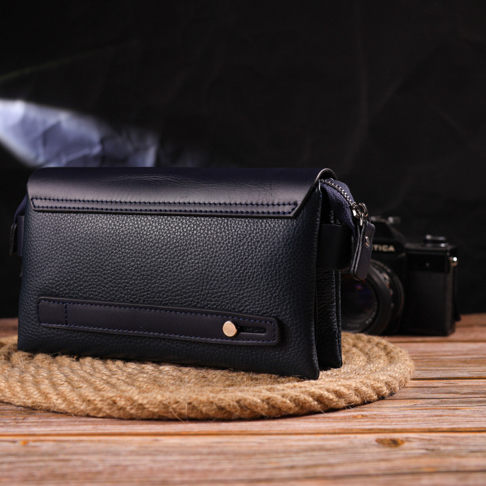 Добротний чоловічий клатч із натуральної комбінованої шкіри CANPELLINI 21565 Синій Київ - фото 8