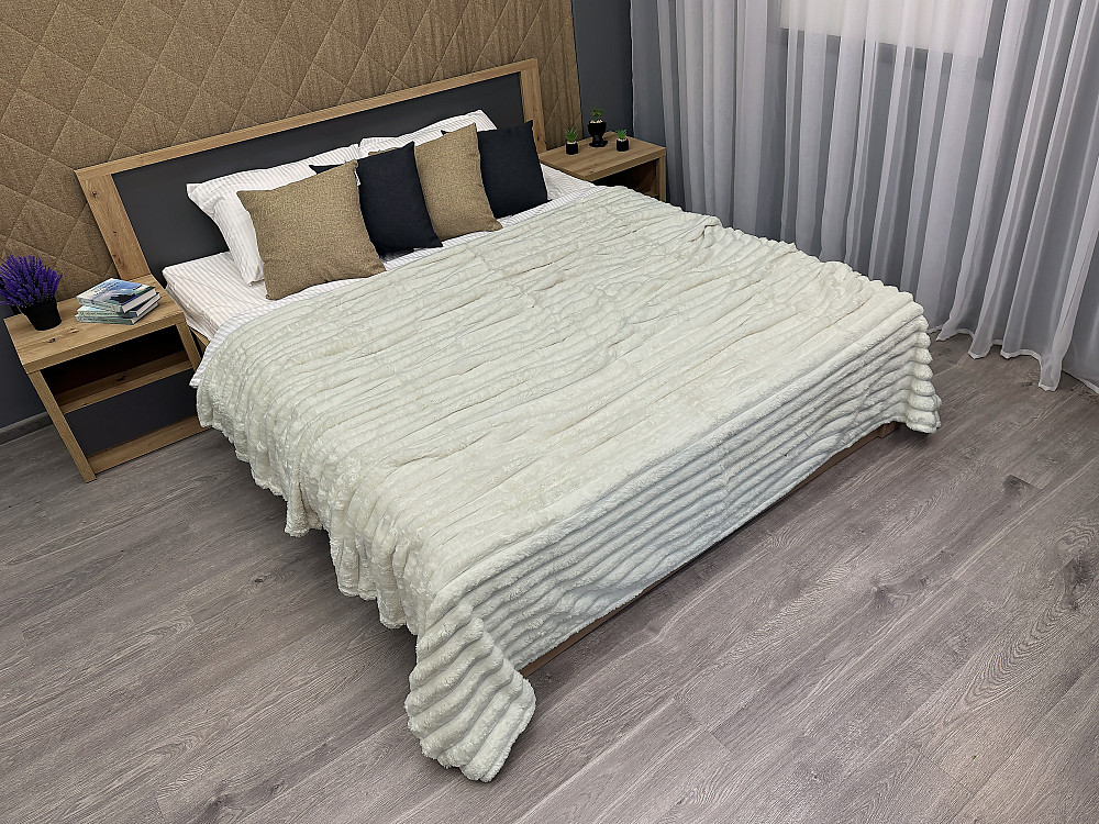 Плед-покривало смужка Шарпей 150х210 см (+-5см) Молочний (87-196) Київ - фото 4