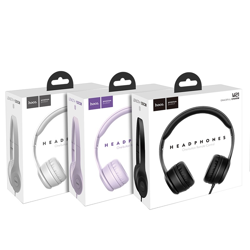 Навушники HOCO W21 Graceful charm wire control headphones Purple Київ - фото 9