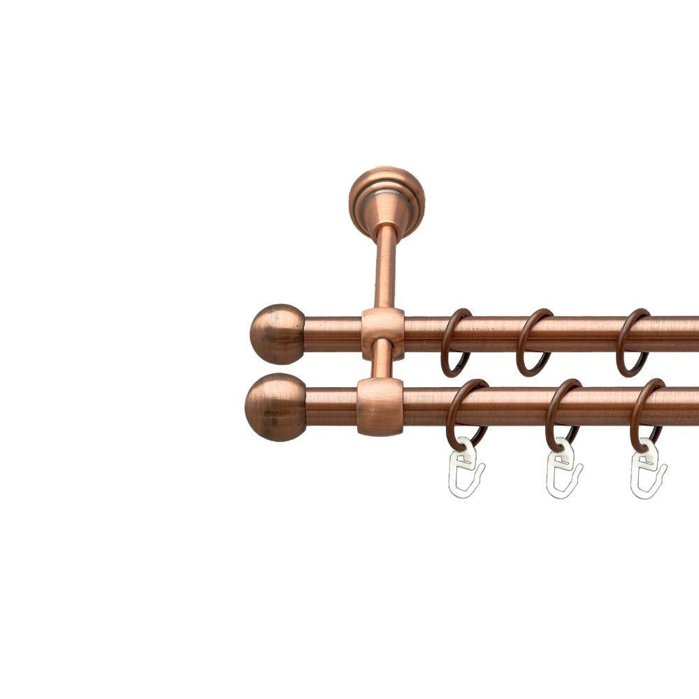 Карниз Orvit Куля Болонь металевий дворядний литий гладка труба кільце металеве Мідь 16\16 мм 120 см Львов - изображение 1