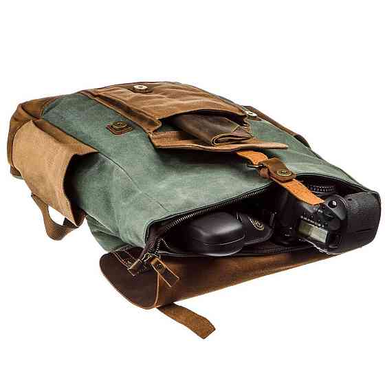 Рюкзак з боковими кишенями canvas Vintage 20112 Світло-сірий Київ