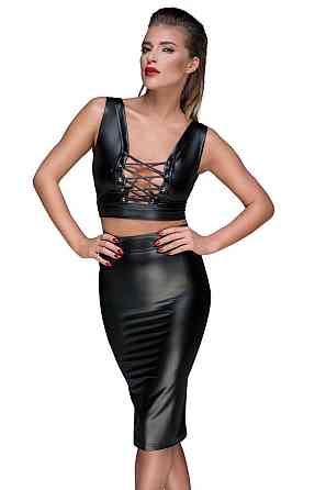 Спідниця-олівець зі шнурівкою Noir Handmade F152 Powerwetlook pencil skirt, XL, з мокрим ефектом Sex Aura Київ