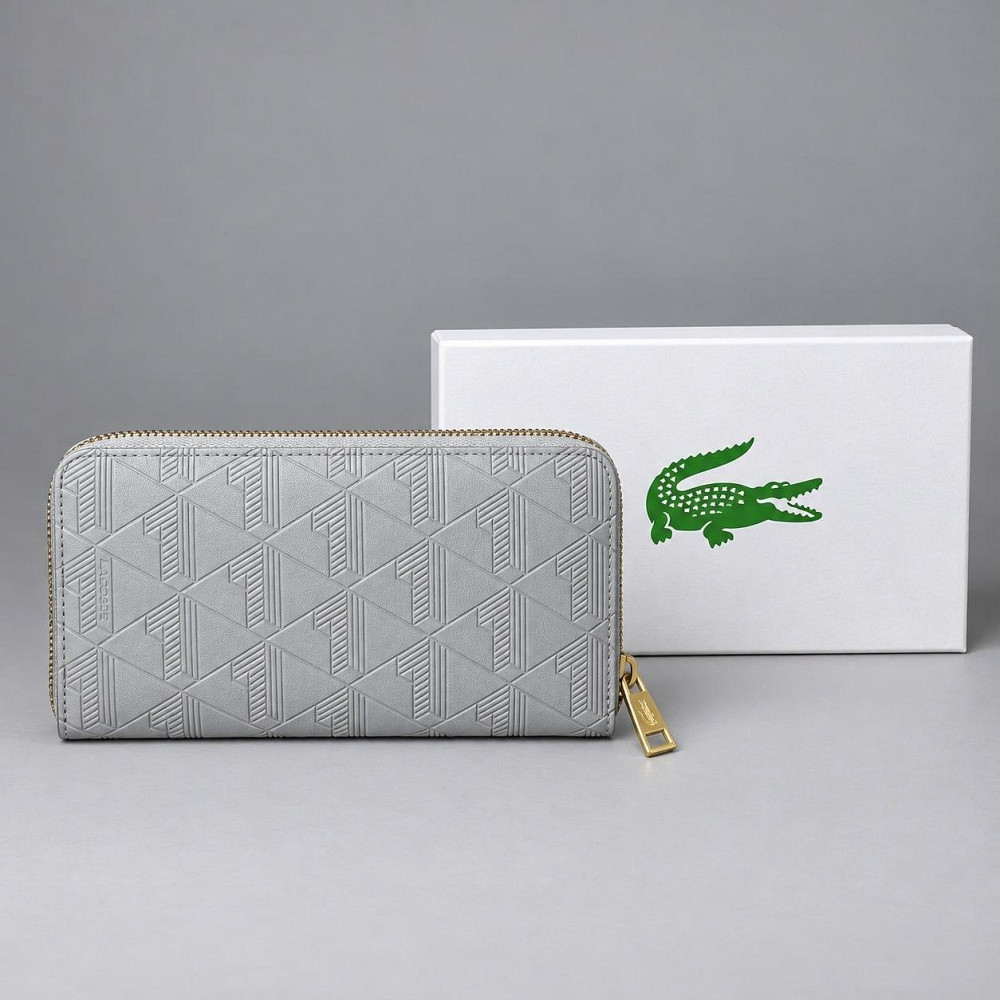 Мужской серый стильный кошелек Lacoste (В3) Киев - изображение 5