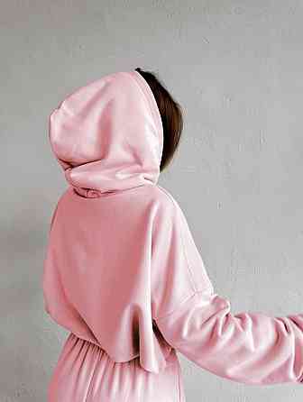 Женский теплый уютный костюм двойка: кофта и штаны двусторонний флис Розовый, 44/46 Одесса