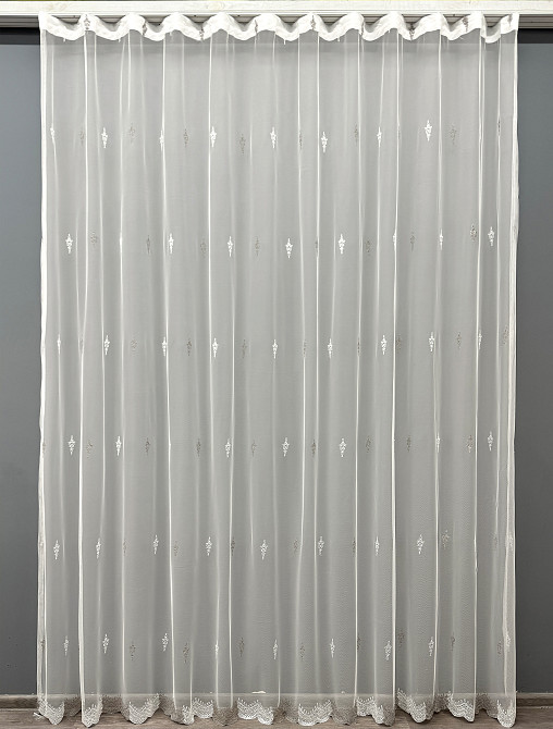 Тюль VR-Textil 1502т Грек-сетка с вышивкой Молочный с какао 300х250 см (40-174) Киев - изображение 2